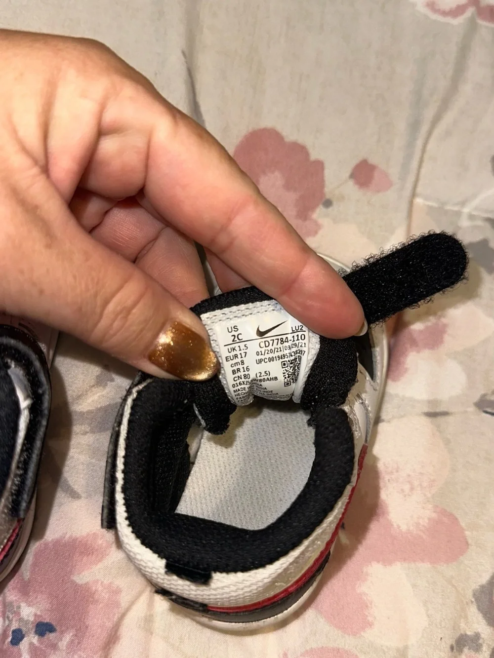 Nike White Black Red Baby High-Top Sneakers